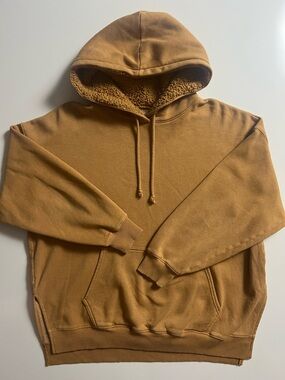 American Eagle Oversized Sherpa Lined Hoodie, Brown, Size S